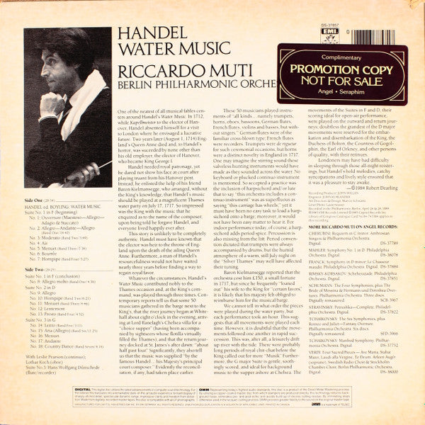 Georg Friedrich Händel, Riccardo Muti, Berliner Philharmoniker : Water Music (LP)