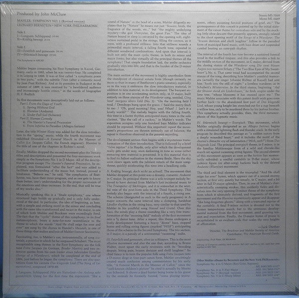 Gustav Mahler - Leonard Bernstein, The New York Philharmonic Orchestra : Symphony No. 1  (LP, Album, 2 E)