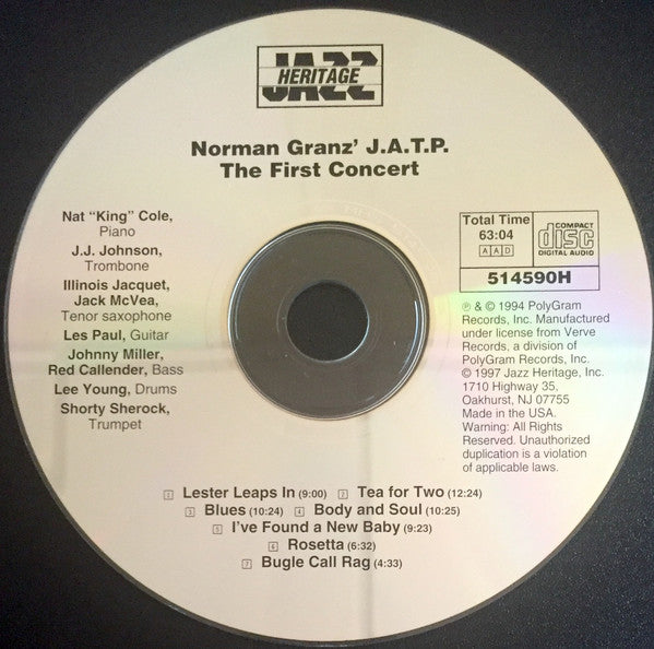 Jazz At The Philharmonic : The First Concert! (CD, Album, RE)