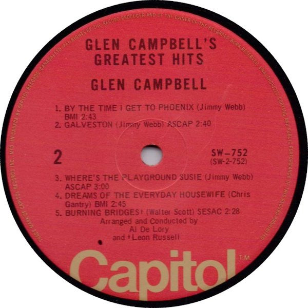 Glen Campbell : Glen Campbell's Greatest Hits (LP, Comp, RE)