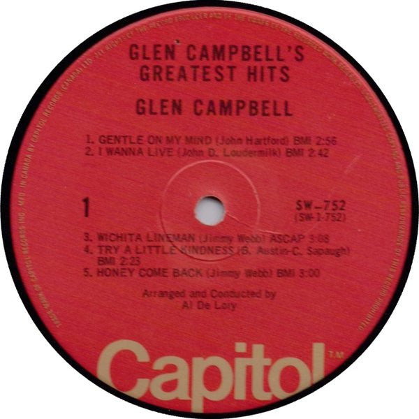 Glen Campbell : Glen Campbell's Greatest Hits (LP, Comp, RE)