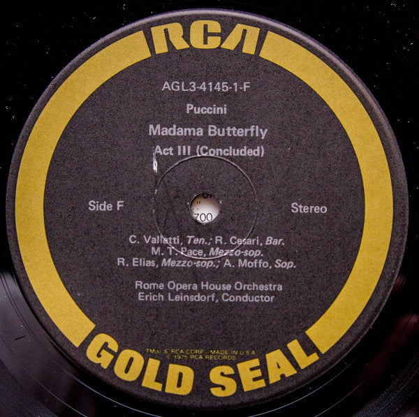 Giacomo Puccini - Anna Moffo - Cesare Valletti - Fernando Corena - Rosalind Elias / Erich Leinsdorf : Madame Butterfly (3xLP, RE, Inc + Box)