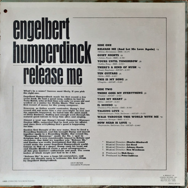 Engelbert Humperdinck : Release Me (LP, Album)