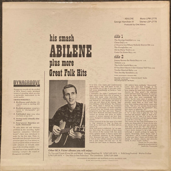 George Hamilton IV : Abilene (LP, Album, Mono)