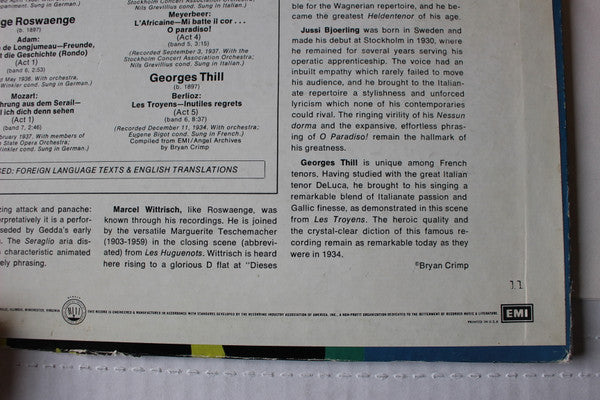 Enrico Caruso, Tito Schipa, Beniamino Gigli, Richard Tauber, Helge Roswaenge, Marcel Wittrisch, John McCormack (2), Heddle Nash, Lauritz Melchior, Jussi Björling, Georges Thill : Great Tenors Of The Century (LP, Comp)