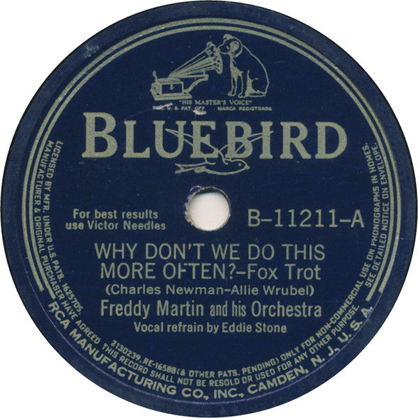 Freddy Martin And His Orchestra : Why Don't We Do This More Often? / Piano Concerto In B Flat (Shellac, 10", RP, Ind)