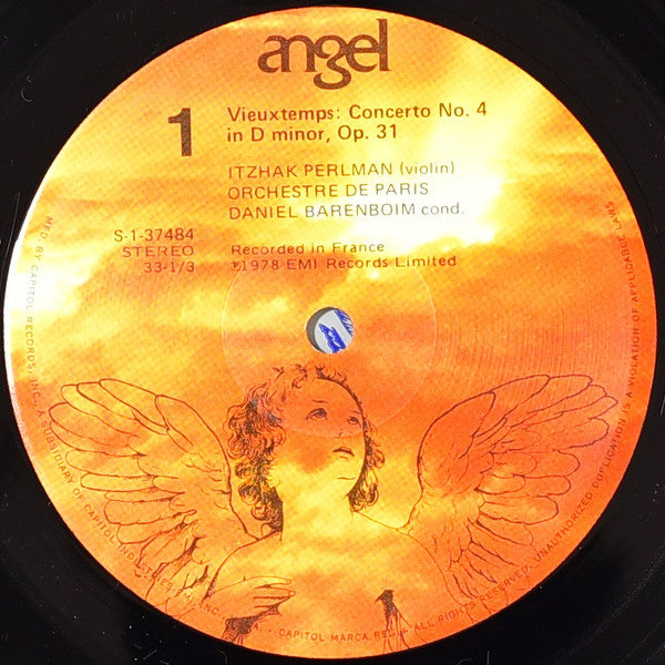 Henri Vieuxtemps / Itzhak Perlman, Orchestre De Paris : Daniel Barenboim : Violin Concertos No. 4 In D Minor / No. 5 In A Minor (LP)