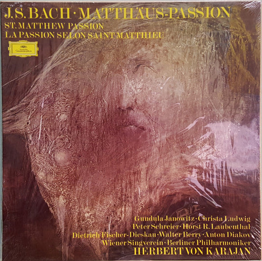 Johann Sebastian Bach  :  Wiener Singverein, Berliner Philharmoniker, Herbert Von Karajan : Matthäus-Passion (St. Matthew Passion) (4xLP, wit + Box)